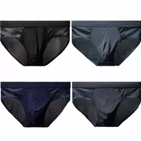 mens ice silk underwear briefs breathable underwear bamboo carbon fiber anti bacterial comfortable hollow underwear pants c