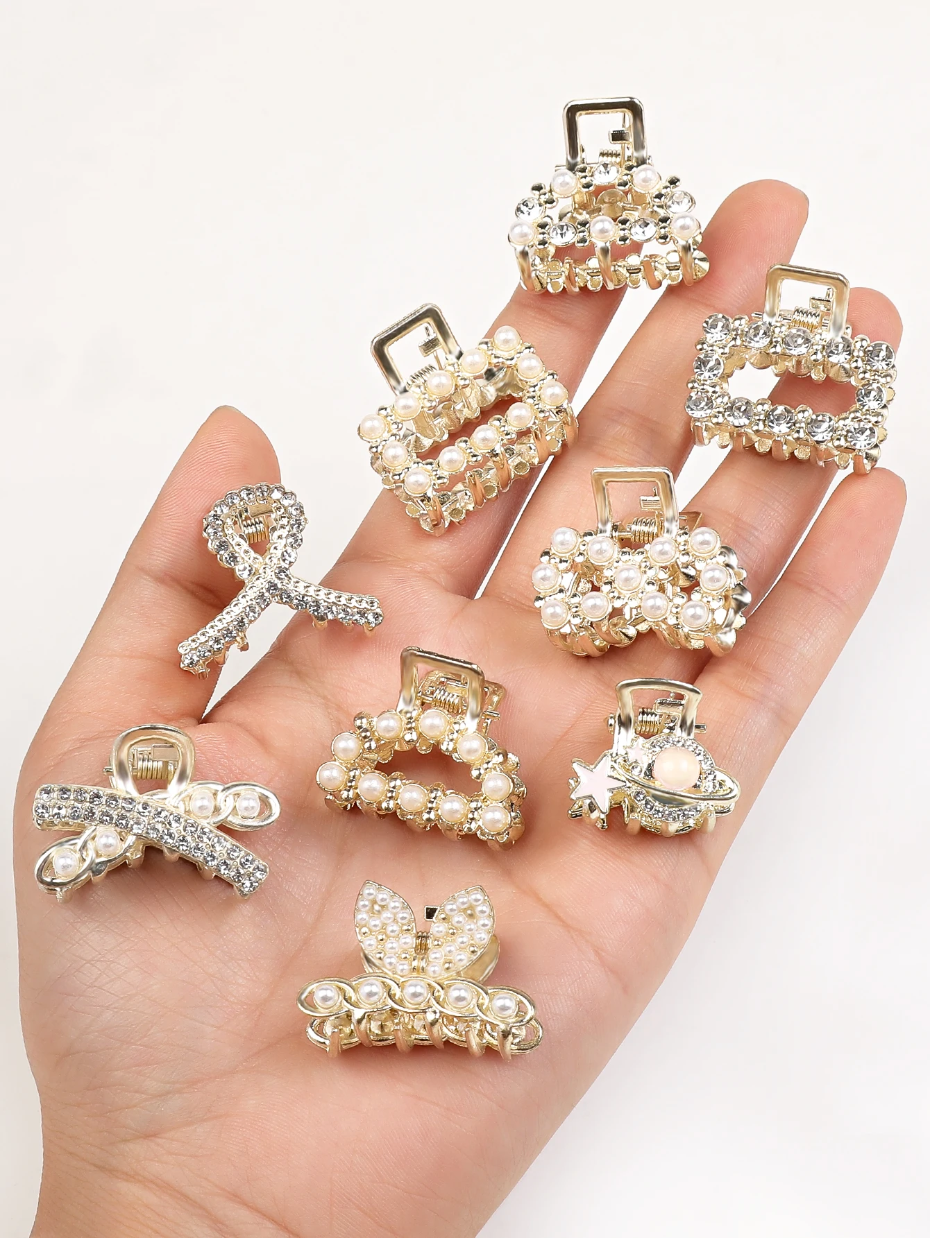 Мини-заколки Для Волос С Жемчугом 9 Шт. Милые Модные Когти Женщин И Девочек