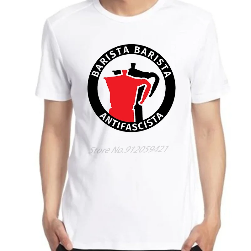 

Barista Antifascista Funny Pun Coffee graphic t shirts diy Print tee Oversized Vintage Short Sleeve Summer Harajuku Streetwear