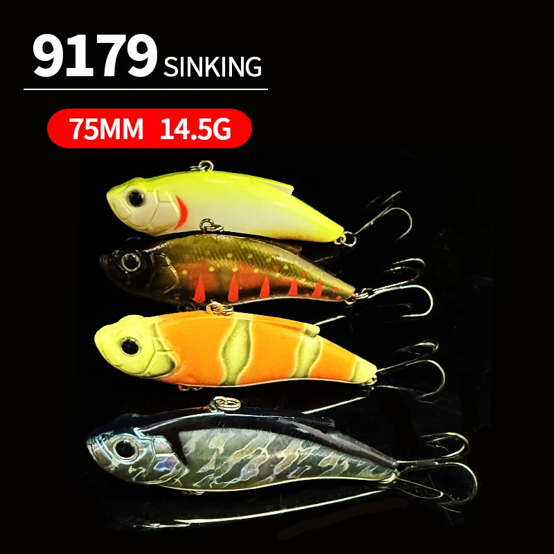 75mm 14.5g Sinking Vibration Fishing Lures Long Casting Lipless VIB Spinner Noisy Swimbait Wobbler Pesca Artificial Hard Bait