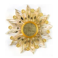 Sun Flower Shape Luxury Elegant Fine Metal Crafts Hanging Furniture Home Decor Mirror Wall