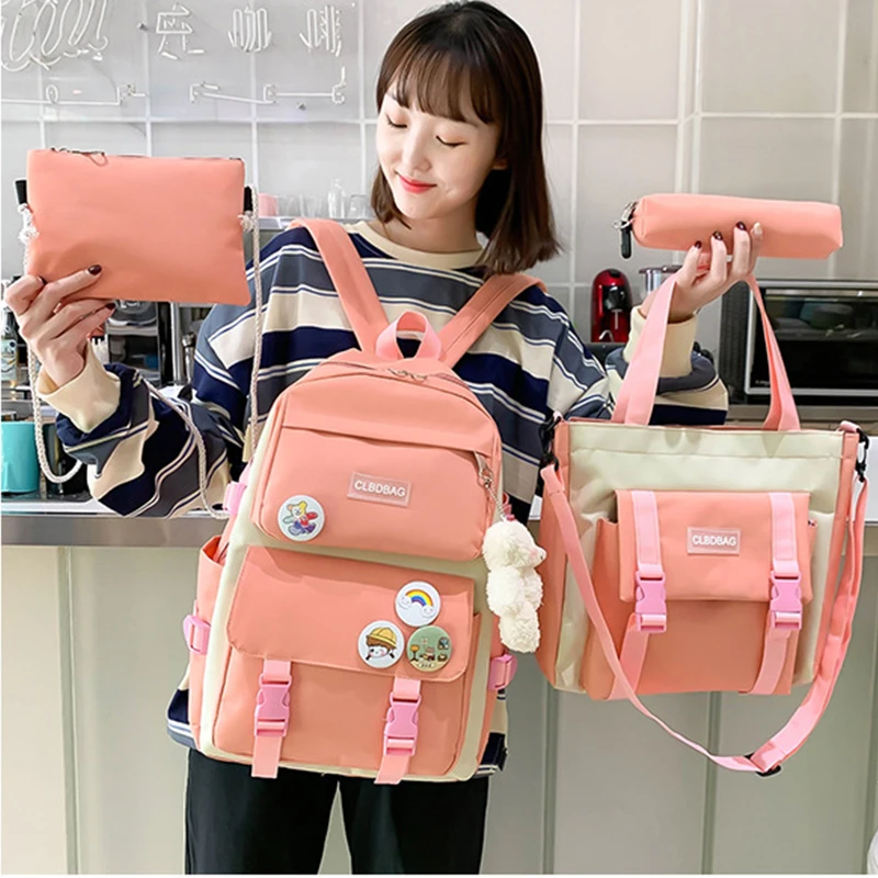 

High Capacity Lovely Backpack Women Kawaii Waterproof Candy Colors Backpack Fancy High School Bag For Teenage Girl Cute Backpack