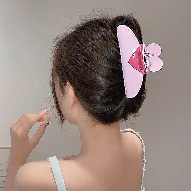 Новые розовые заколки для волос с сердечком большого размера женщин и девочек