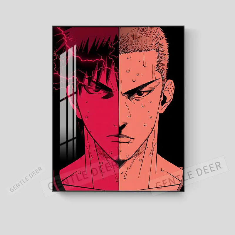 

Мультяшные персонажи Slam Dunk Dark Style, декоративная картина для гостиной, дивана, Настенная картина для спальни, прикроватная картина