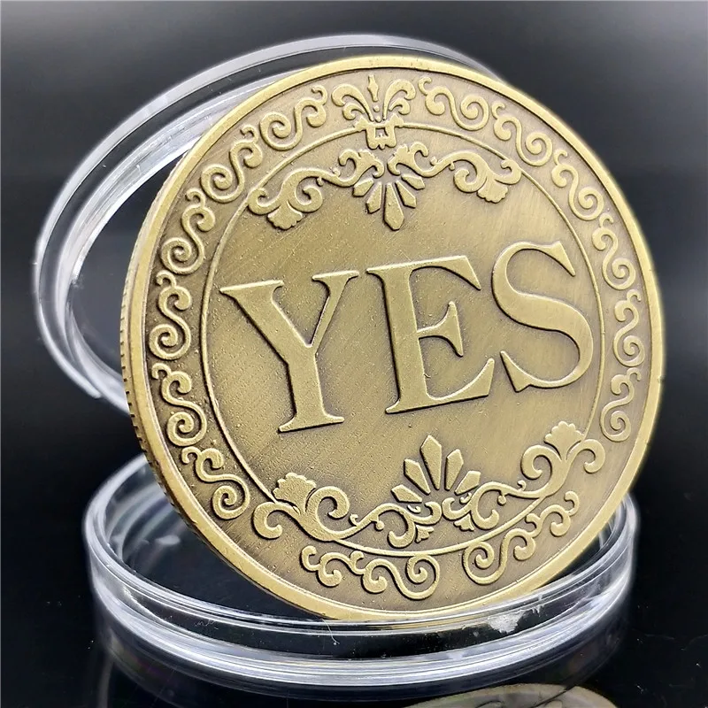 

Diameter 25mm Coin YES or NO Make Decision Commemorative Badge Double Sided Embossed Plating Collection Coins Charm