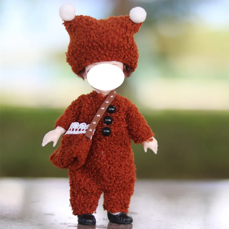 

New 8 Points Baby Clothes Dress 16/17 Cm Bjd Doll Clothes 6-inch Rabbit Ears Suit with Headdress Skirt BJD Doll Toy Costume