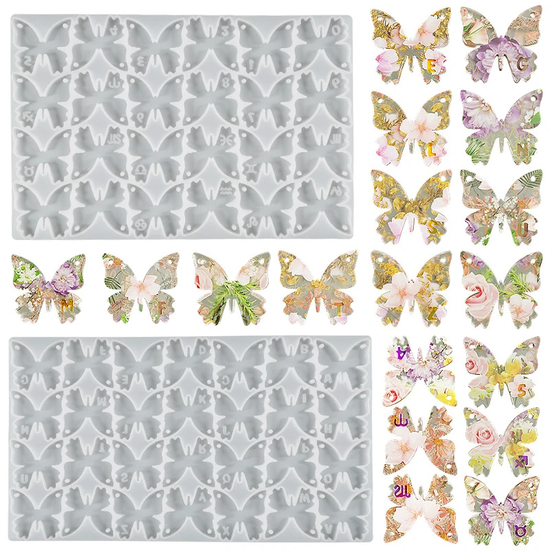 

Алфавит, Бабочка, силиконовая форма, 2 отверстия, украшения, женское 12 созвездий, Бабочка, подвески, ожерелье, серьги