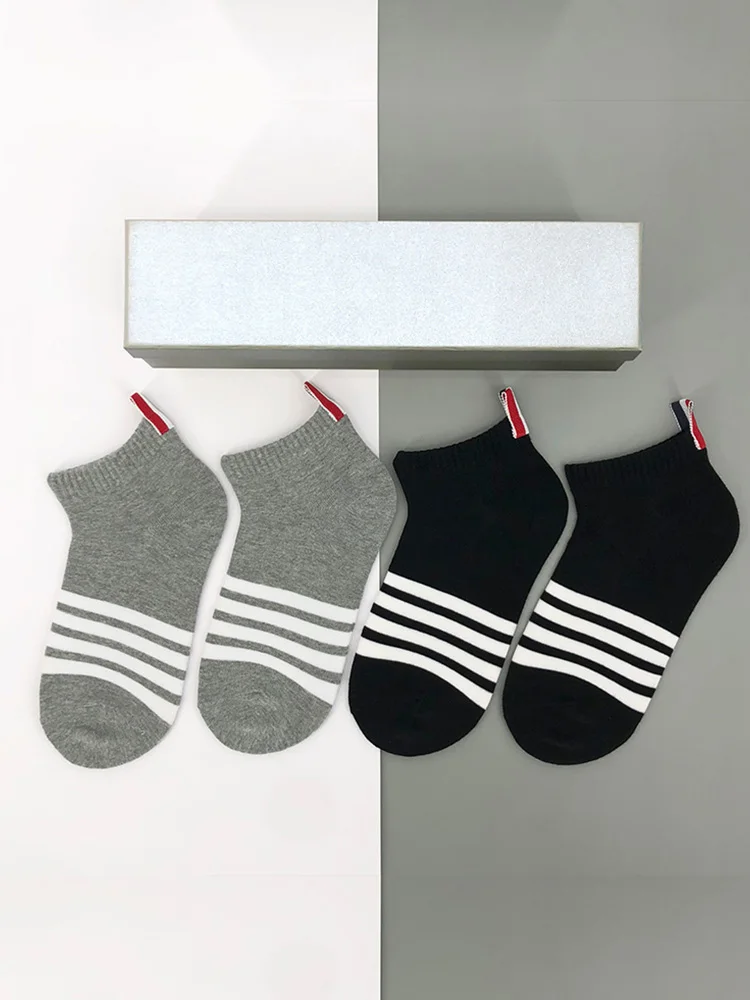 

6 pairs of tb socks men's socks shallow mouth pure cotton deodorant sweat-absorbing tide brand sports short tube low top