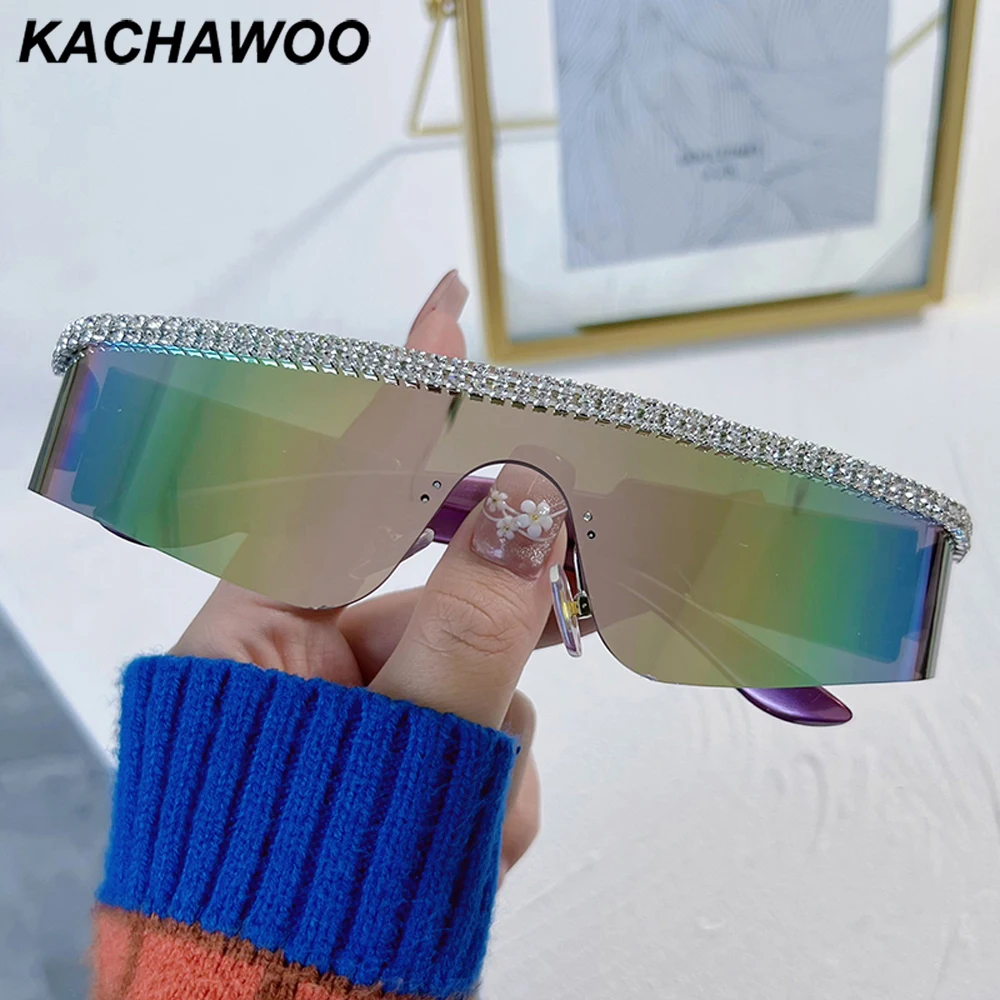 

Женские цельные солнцезащитные очки Kachawoo без оправы, спортивные розовые и синие зеркальные солнцезащитные очки без оправы, женские зеркальные солнечные очки в европейском стиле