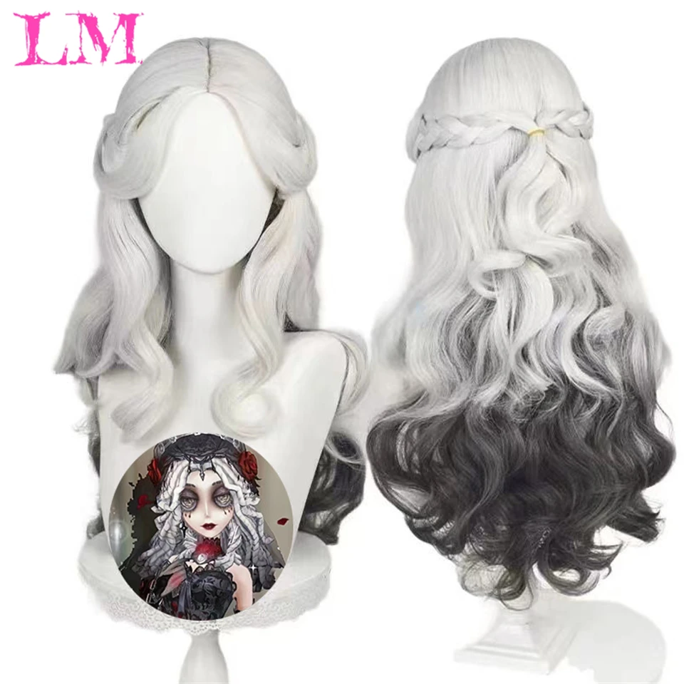 LM Ombre Блондинка Длинные Волнистые Парики Лолиты для Косплея с Челкой Светлые
