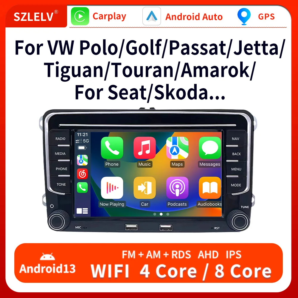 Мультимедийный Плеер Carplay Ahd Android 13 Для Vw Passat B5 Mk4 Mk5 Golf 4 Polo Bora Jetta T5 Gps Wi-fi Bluetooth Радио