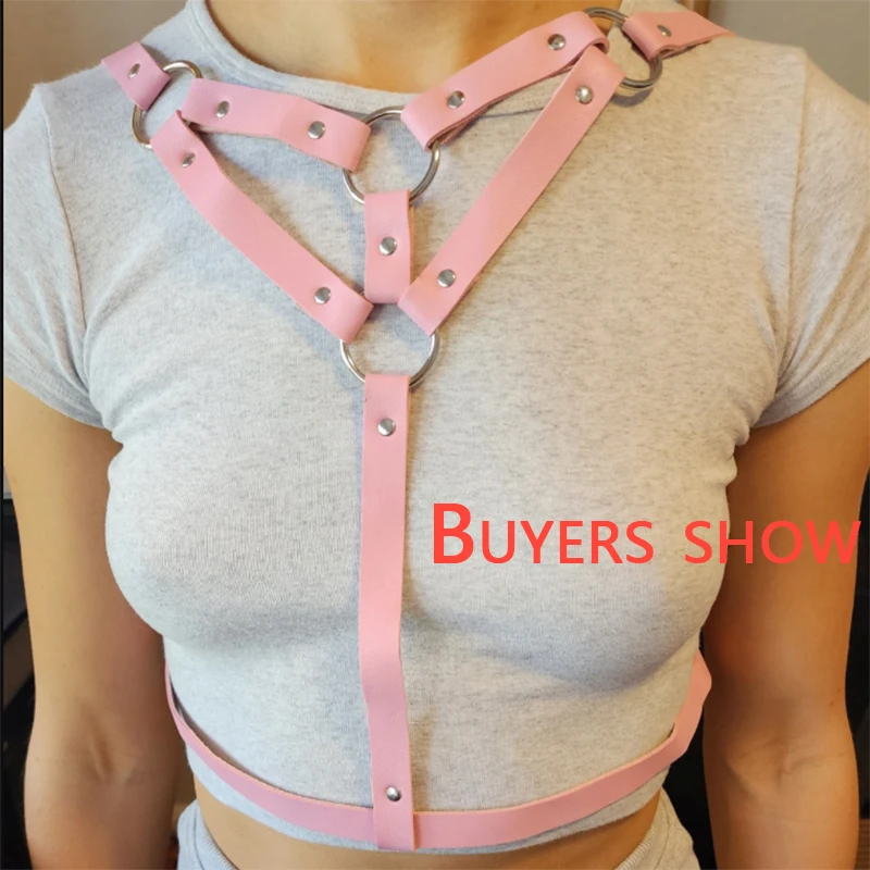 Розовый кожаный Клетчатый Ремень ремни для тела женское белье подтяжки бондаж в
