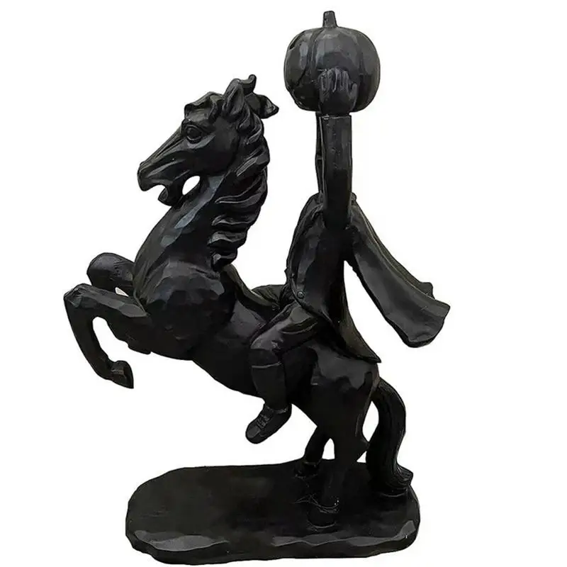 

Halloween Decoration Headless Horseman Headless Figurine Resin Statue Indoor Tabletop Sculpture Black Creepy Theme Cartoon Decor