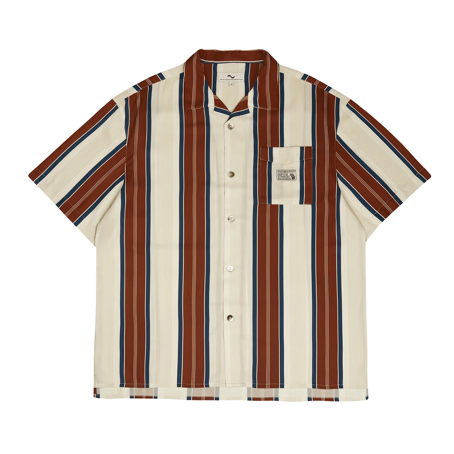 EUOW 2022 New Fashion American Oldschool Shirt Men Clothing Short-Sleeved Casual Hawaiian Striped Shirt Summer Streetwear Tops