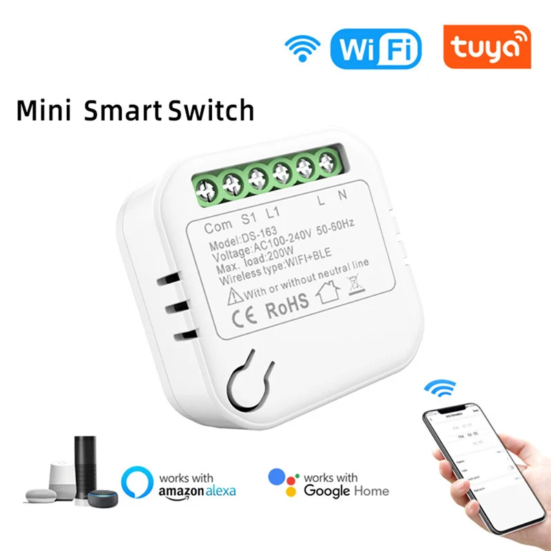 

1~5PCS Tuya DIY Wireless Light Switch Module 100-240V WiFi+ Relay Smart Home Smart Switch Compatible With Alexa Google