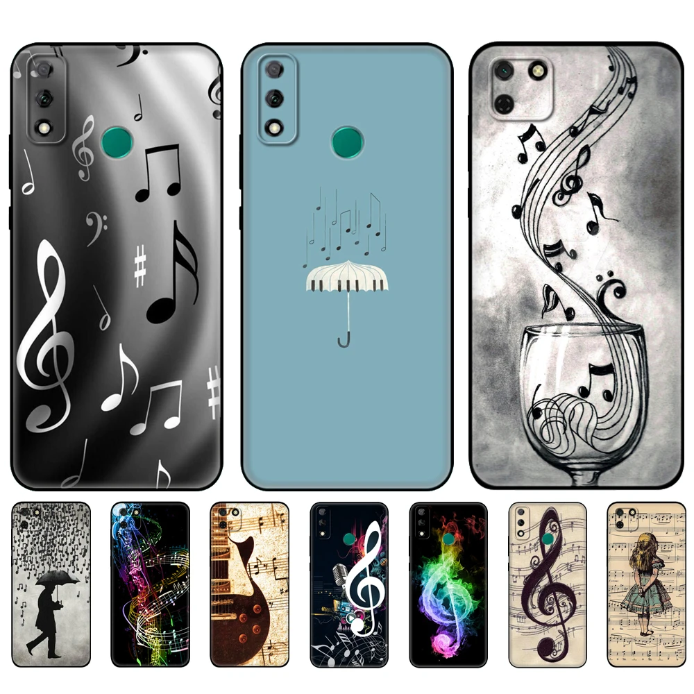 Черный чехол из ТПУ для Huawei Y9S, Y6S, Y8S, Y5P, Y7P, Y8P, для Huawei Y5 lite Prime 2018, Y6 2019, музыкальные ноты, скрипка, классическая музыка