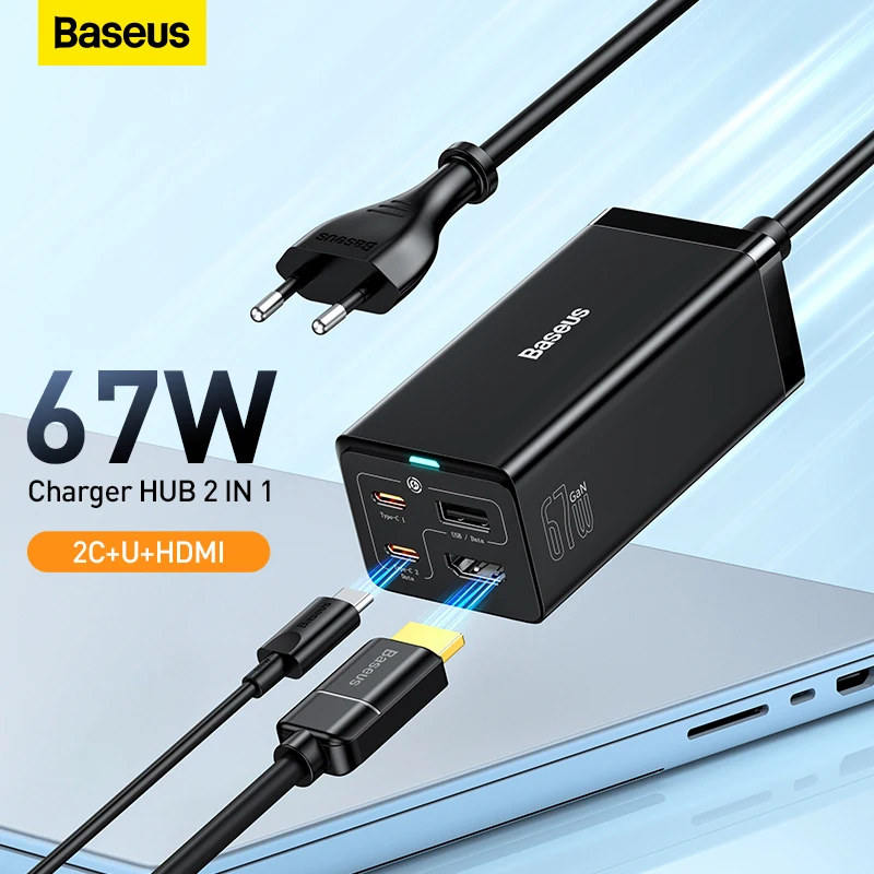 

BASEUS 67W GaN5 USB C зарядное устройство концентратор Быстрая зарядка для iPhone 14 13 Type C концентратор 4K 30Hz HDMI USB4 адаптер для переключателя Паровая коло...
