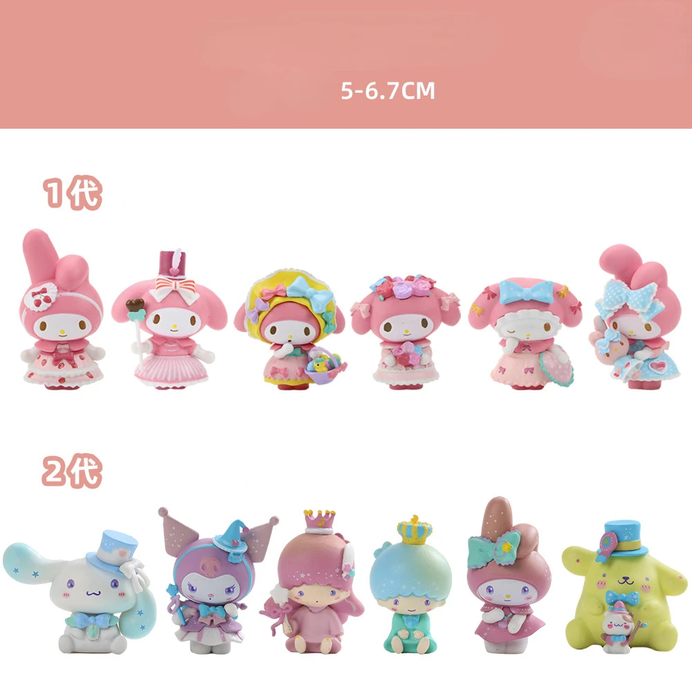 

6 pcs Melody Series Cinnamoroll Cake Ornament DIY Doll Material Toys Wholesale