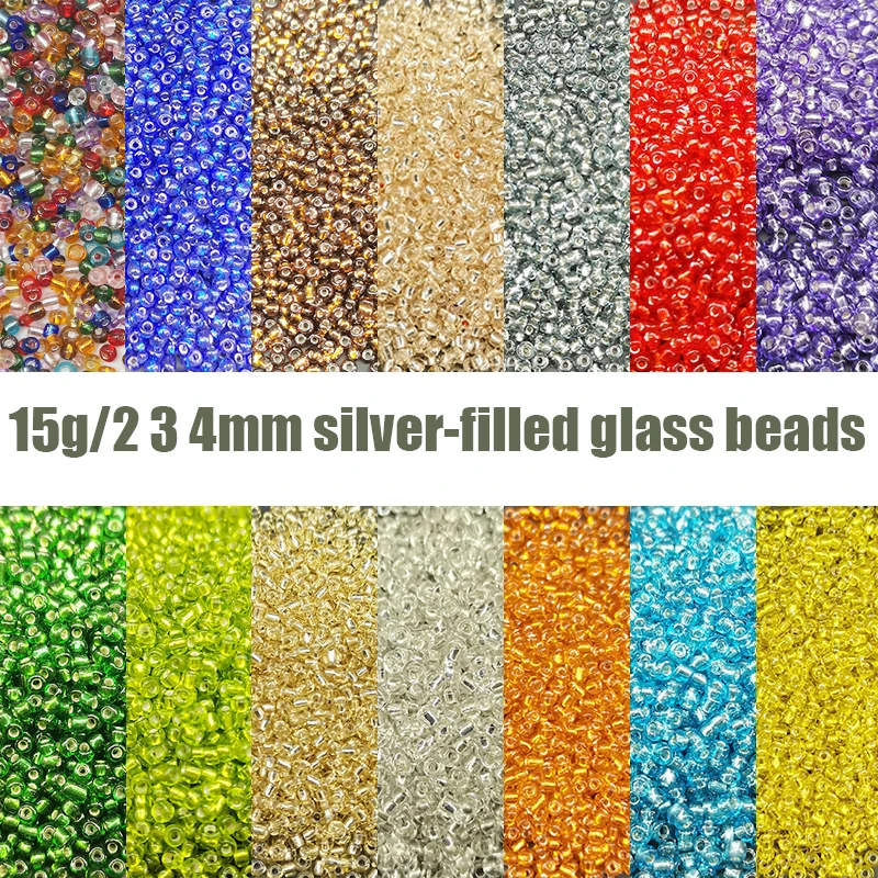 

Серебряные стеклянные бусины 15 г/2 3 4 мм, незакрепленные бусины для рукоделия, ювелирных изделий, вышивки крестиком, аксессуары для браслето...