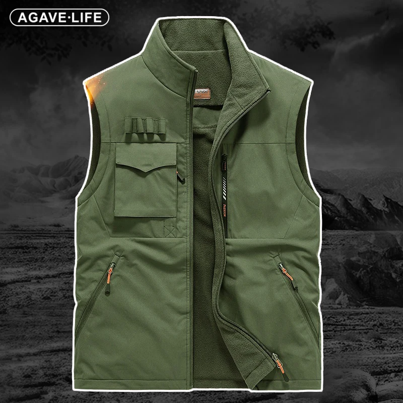 

Жилет Мужской флисовый двусторонний, утепленный жилет с несколькими карманами для фотосъемки, на осень/зиму