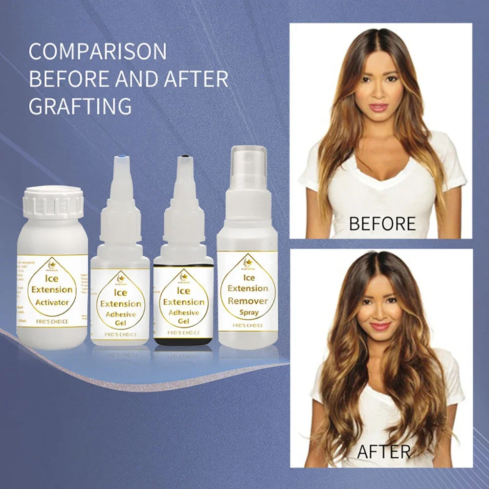 Клей-гель для наращивания волос со льдом набор холодного склеивания наращивание
