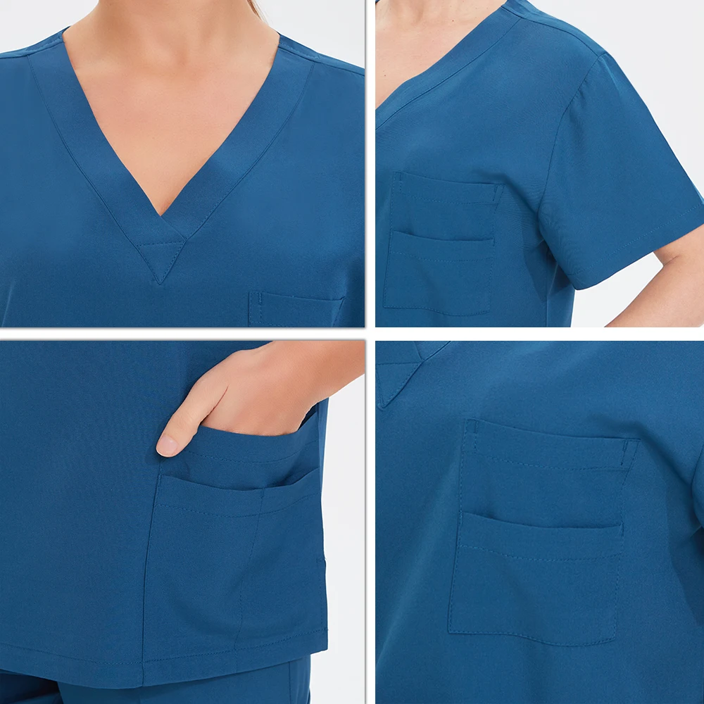 Фото Женские скрабы, комплекты униформы, медицинская больница, стоматологическая клиника, хирургическая одежда, аксессуары для врачей и медсестер, спецодежда для салона красоты, S23-02 №2