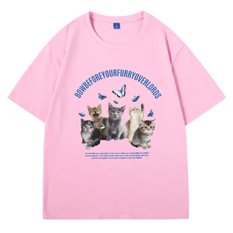 Футболка Мужская/женская оверсайз с рисунком кошки и забавного котёнка модная