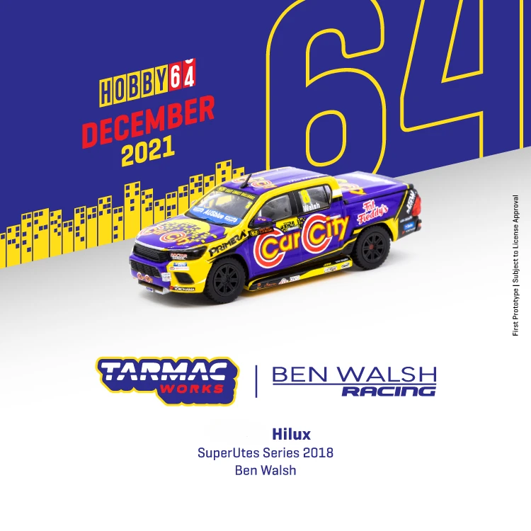 

Tarmac работает 1:64 Hilux SuperUtes серии 2018 модель автомобиля Ben Walsh
