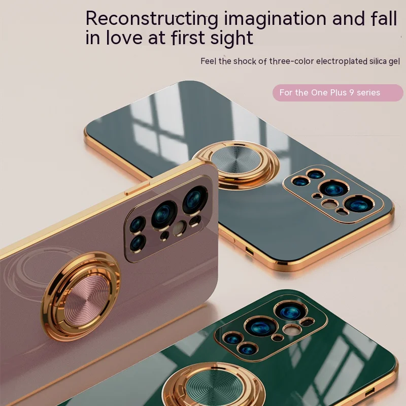 6D Luxury Shockproof Case For Oneplus 9 9pro soft plating Cover two-color For Oneplus 9pro cases With ring holder