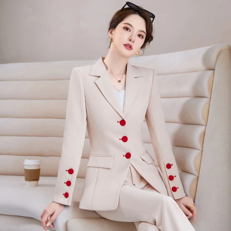 Woman Jacket Pants Formal Two-piece Suit Female Office Outfits 2023 Women Fashion Work Wear Flared Pantsuit 2 Piece Blazer Set