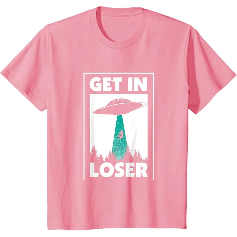 Men's and Women's Sports Leisure New Fashionable Short sleeved Funny Enter Loser Alien T-shirt Black
