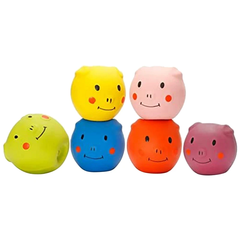 

Пищалка игрушки для собак-милые забавные Пигги, латексные шарики для маленьких щенков и средних питомцев (6 шт. в упаковке)