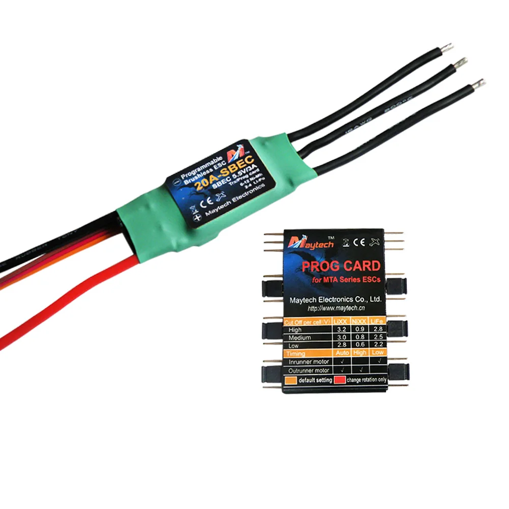 

Maytech 20A Falcon Pro RC Airplane Model Plane Electronic Parts 2-4S ESC with 5.5V 3A SBEC Programmable