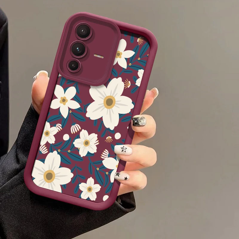 Противоударный утолщенный чехол для телефона Vivo V60 для Vivo V50 V27 V25 V23 V23E V40 Pro V30 SE V30E V29E V29 V27E Чехол в стиле ретро с цветочным принтом (art.: 3920d335ec934) - 3920d335ec934
