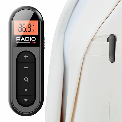 Мини-карманное FM-радио, 76-108 МГц, маленькое радио с подсветкой, ЖК-дисплей, разъем для наушников 3,5 мм для занятий спортом, туристическим руководством