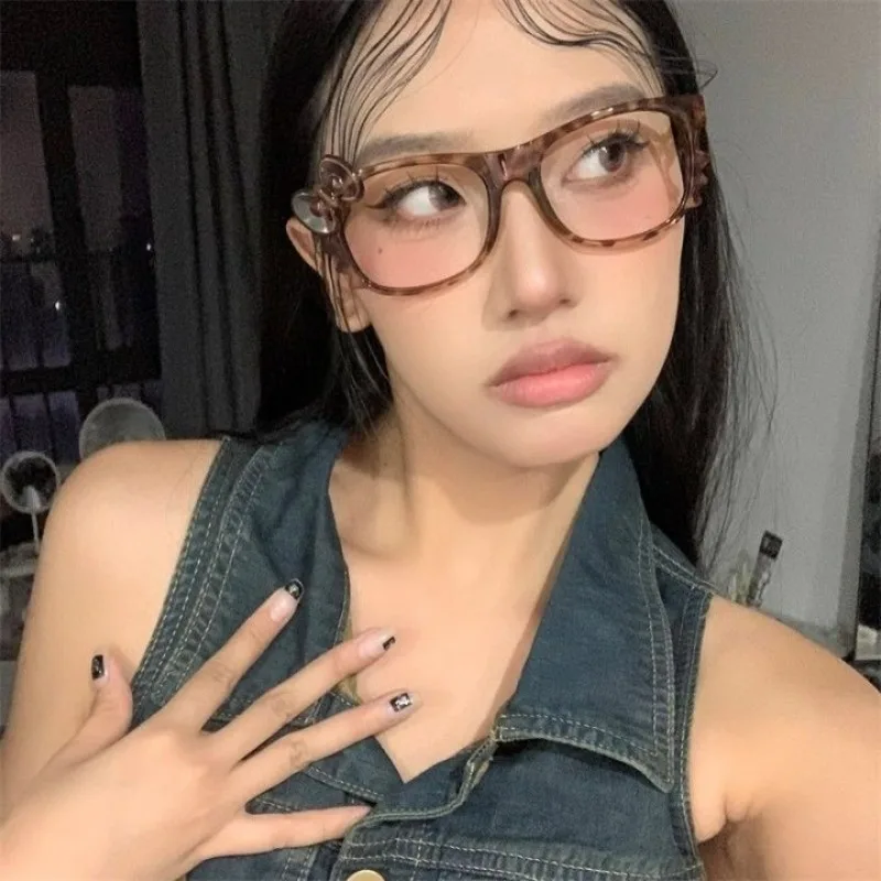 Y2k очки с леопардовым принтом и бантом популярные модные винтажные для девочек