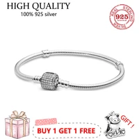 authentic s925 sterling silver moments sparkle set snake bone bracelet for women diy jewelry original charm