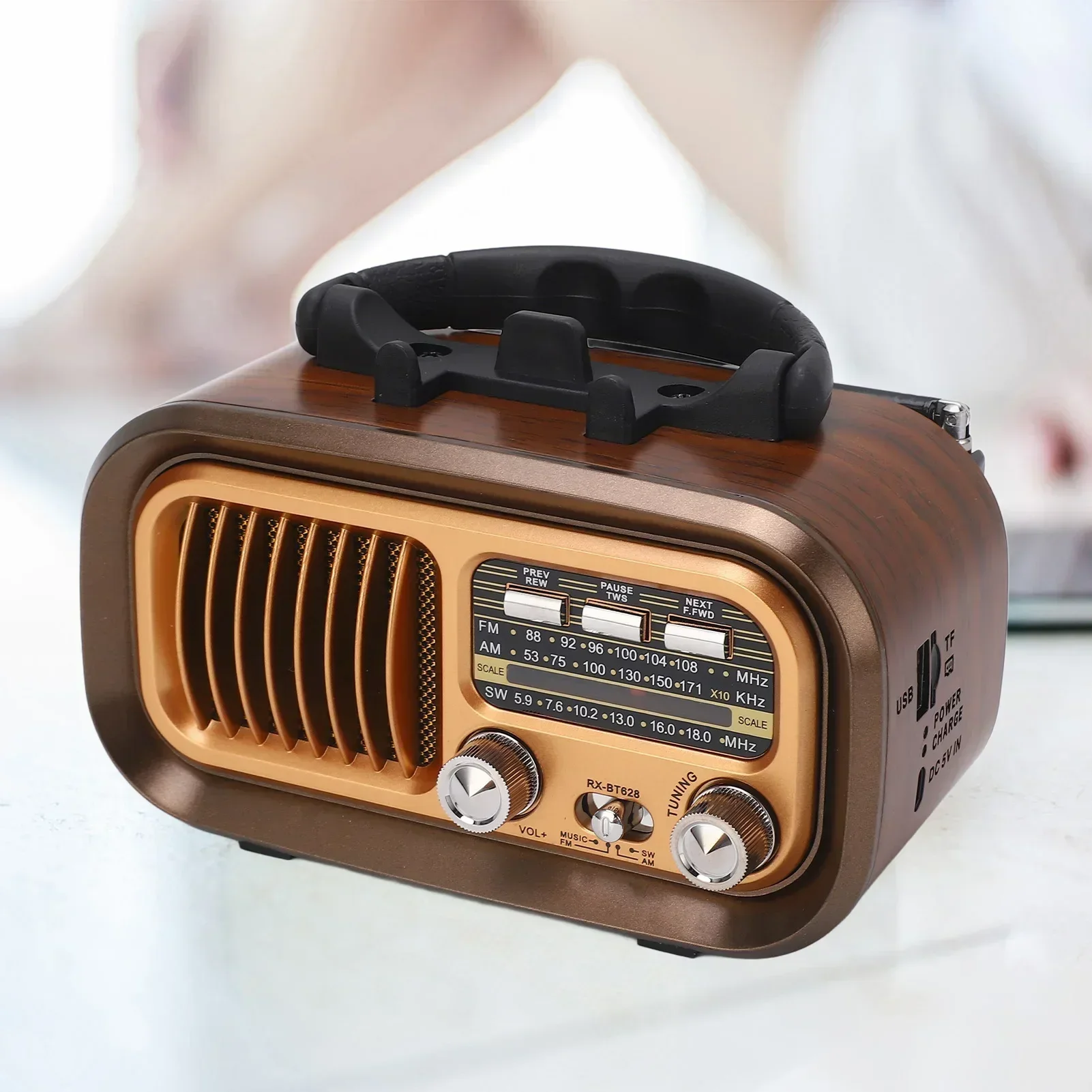 Портативный винтажный радиодинамик 3-полосный многофункциональный Bluetooth AM