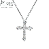 luxury 100 925 sterling silver sparkling diamond cross pendant necklaces for women zircon necklace party fine jewelry gifts
