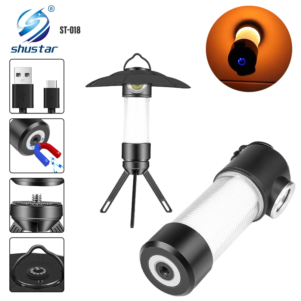 Перезаряжаемые фонари для кемпинга ручная лампа с крючками штативами и