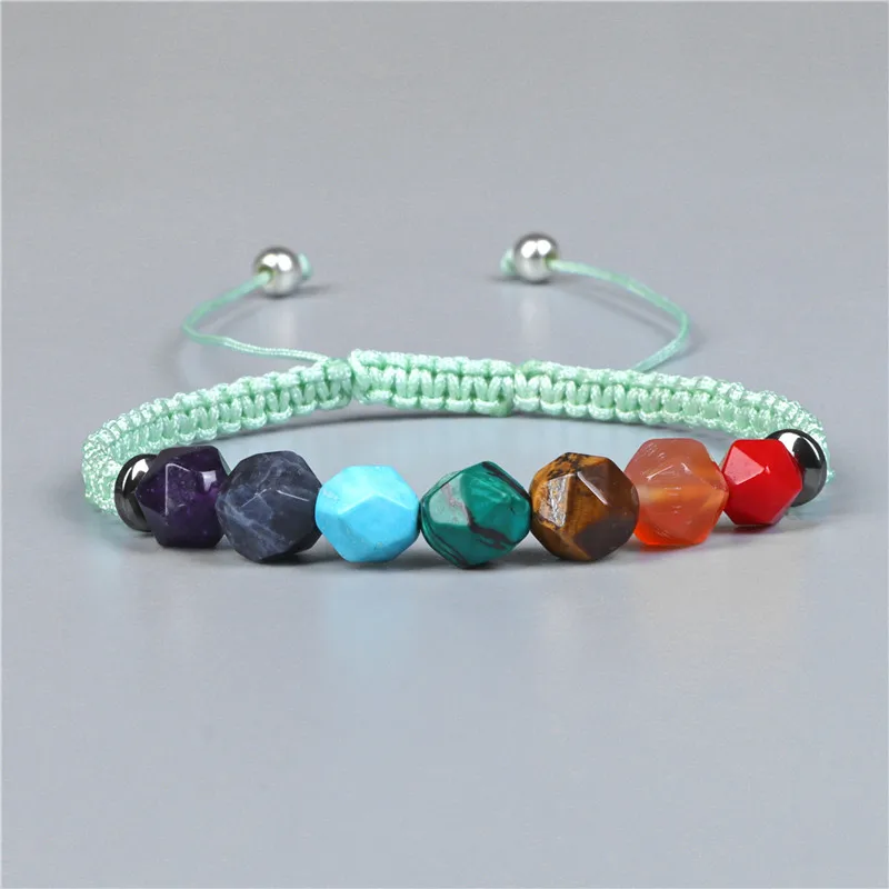 

Irregular Stone Beads Bracelet Natural Stone Braided Bracelet Multicolor Adjustable Handmade Bracelets Men Women Lucky Jewelry