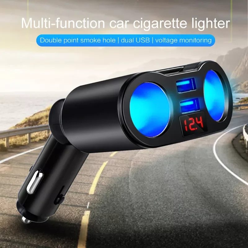 

Dual USB Car Cigarette Lighter Socket Splitter Plug Детали интерьера MP3 DVR SUV Auto Accessories LED Charger Ports Adapter