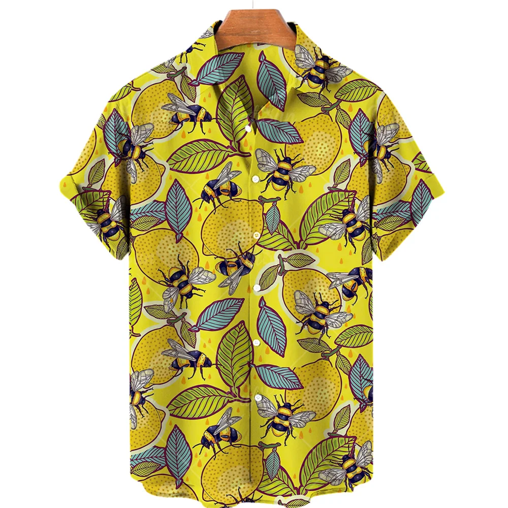 

Гавайская рубашка мужская с коротким рукавом, модная повседневная Пляжная сорочка на пуговицах, с лацканами, с принтом листьев, лето