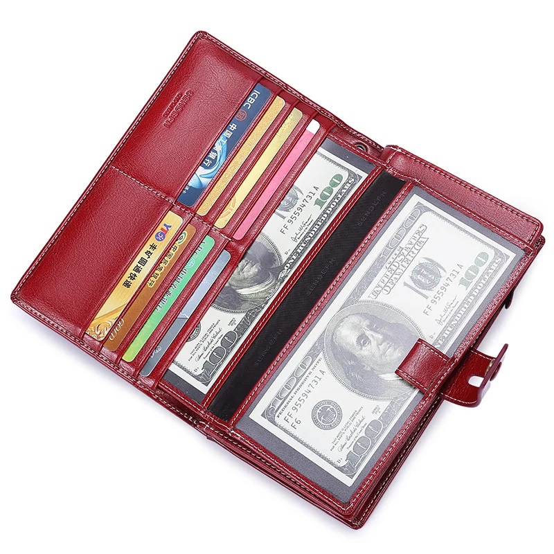 

Fashion Wallet Leather Female Long Womens Wallets Purses High Quality Genuine Leather Ladies Purses Coin Pocket Card Holder
