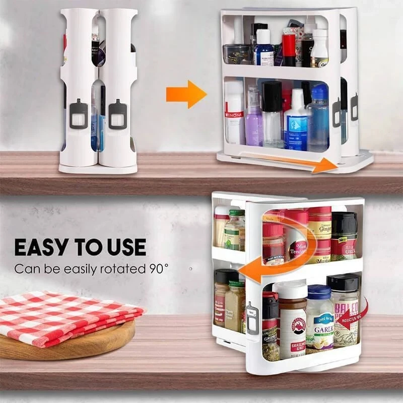 2 layer storage kitchen rotating organize spices jar bottle storage rack kitchen bottle storage organizer shelves slide cabinet free global shipping