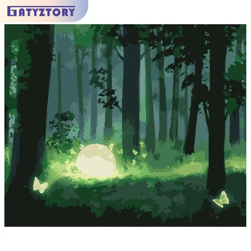 

GATYZTORY Modern Painting By Numbers With Frame Forest Landscape Picture Coloring Canvas Painting Gift For Handmade Fantasy