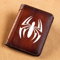 high quality genuine leather wallet spider symbol printing card holder male short purses bk856