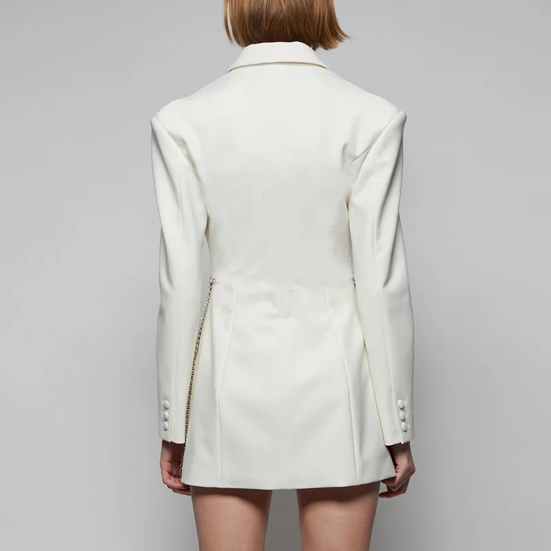 Women's Mid Length Suit Rhinestone Decorated Fashionable Waist Skimming Blazers