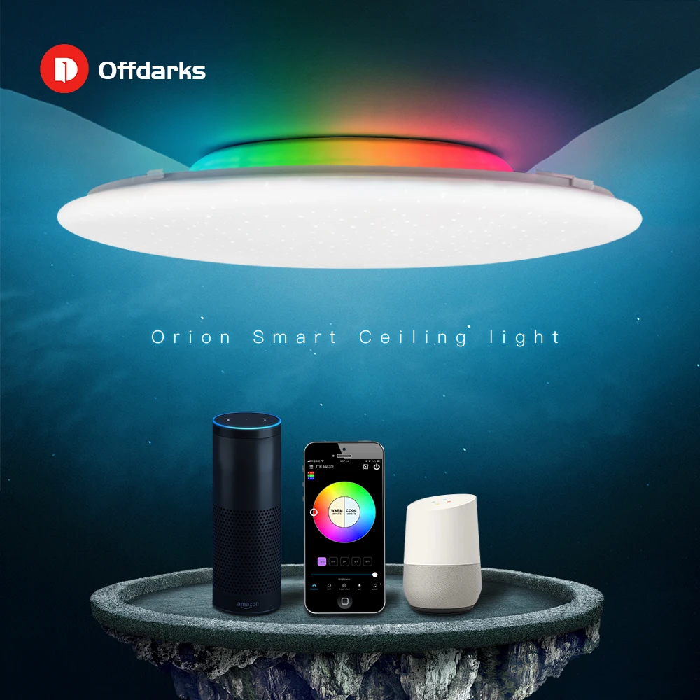 OFFDARKS Smart led Ceiling Light, Alexa/Google Home Compatible, WiFi Voice Control RGB Dimming, for kitchen  living room bedroom