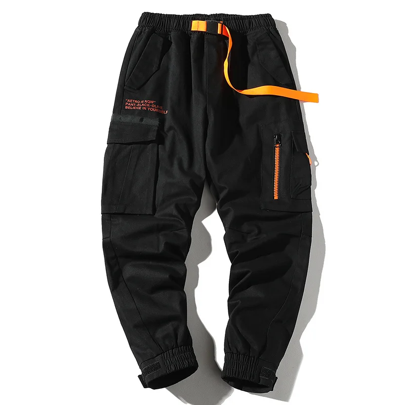 

Men Black Pants 2023 Mens Joggers With Pockets Ankel Cargo Pants Male Streetwear Overalls Sweatpants